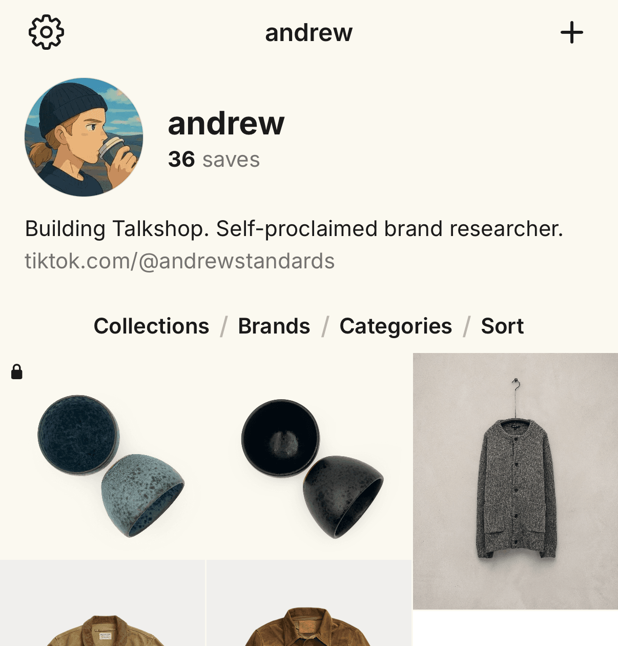 Talkshop iOS app showing your product collection